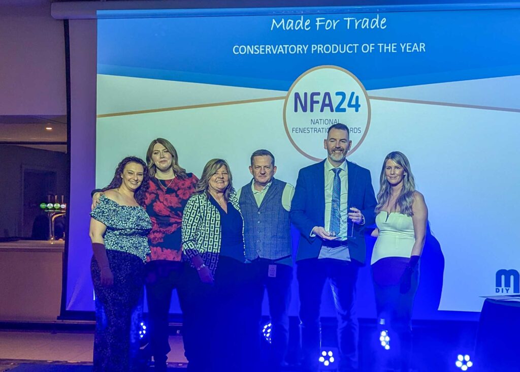 Made For Trade team accepting Conservatory Product of the Year award at the National Fenestration Awards.